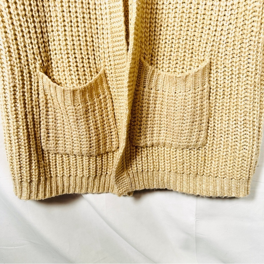 POL Chunky Knit Cotton Acrylic Longline Cardigan Neutralcore L Beige - Picture 7 of 9